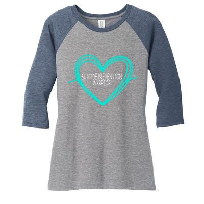 Suicide Prevention Warrior Teal Ribbon Heart Women's Tri-Blend 3/4-Sleeve Raglan Shirt