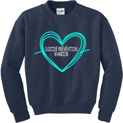 Suicide Prevention Warrior Teal Ribbon Heart Kids Sweatshirt