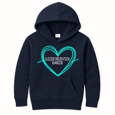 Suicide Prevention Warrior Teal Ribbon Heart Kids Hoodie