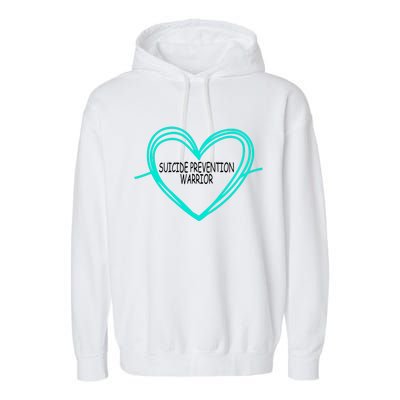 Suicide Prevention Warrior Teal Ribbon Heart Garment-Dyed Fleece Hoodie