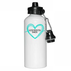 Suicide Prevention Warrior Teal Ribbon Heart Aluminum Water Bottle