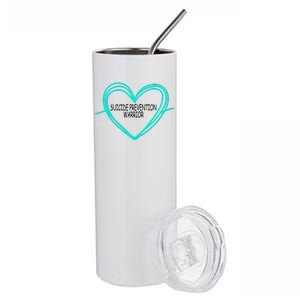 Suicide Prevention Warrior Teal Ribbon Heart Stainless Steel Tumbler