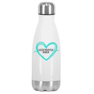 Suicide Prevention Warrior Teal Ribbon Heart Stainless Steel Insulated Water Bottle