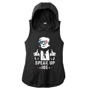 Speak Up Joe Funny Presidential Debate 2024 Ladies PosiCharge Tri-Blend Wicking Draft Hoodie Tank