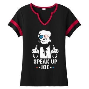 Speak Up Joe Funny Presidential Debate 2024 Ladies Halftime Notch Neck Tee