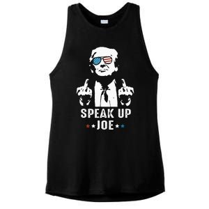 Speak Up Joe Funny Presidential Debate 2024 Ladies PosiCharge Tri-Blend Wicking Tank