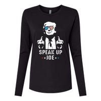 Speak Up Joe Funny Presidential Debate 2024 Womens Cotton Relaxed Long Sleeve T-Shirt