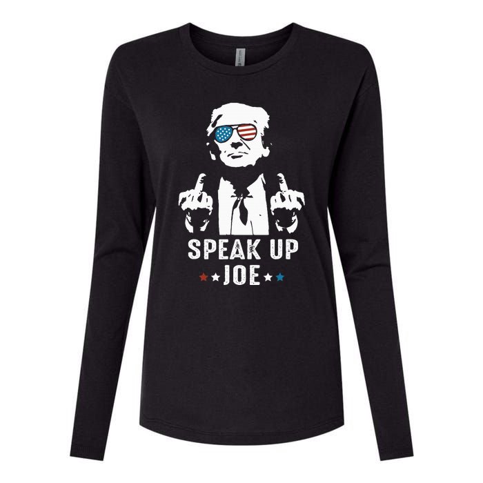 Speak Up Joe Funny Presidential Debate 2024 Womens Cotton Relaxed Long Sleeve T-Shirt