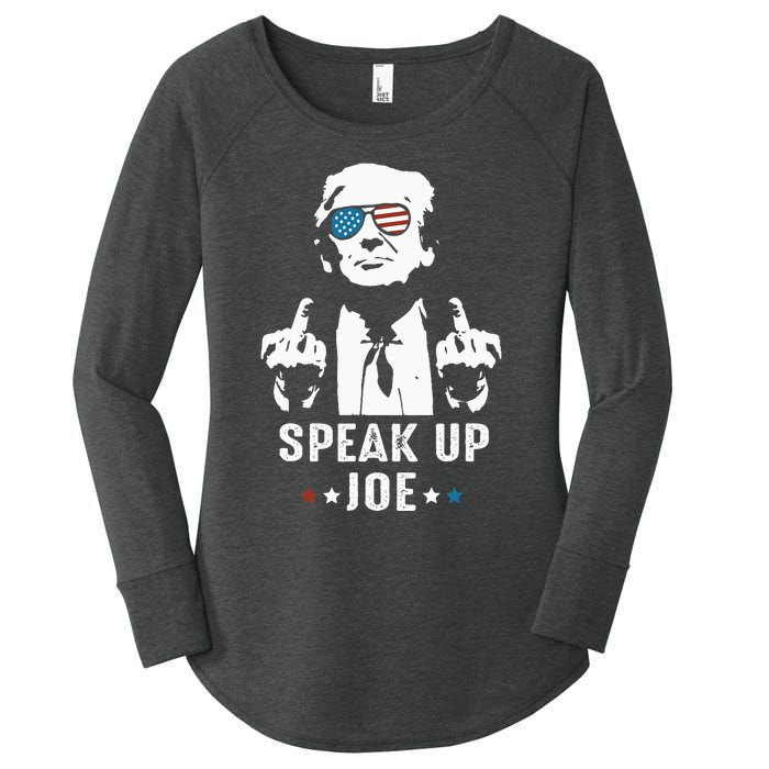 Speak Up Joe Funny Presidential Debate 2024 Women's Perfect Tri Tunic Long Sleeve Shirt