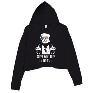 Speak Up Joe Funny Presidential Debate 2024 Crop Fleece Hoodie