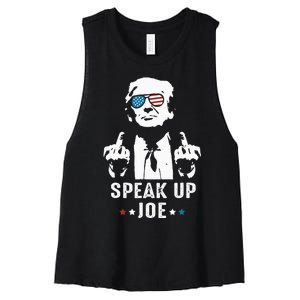 Speak Up Joe Funny Presidential Debate 2024 Women's Racerback Cropped Tank