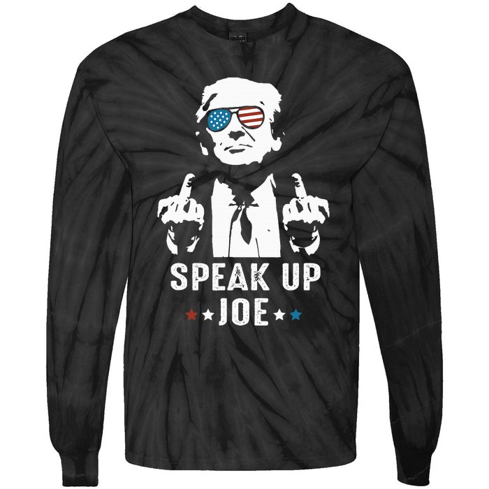 Speak Up Joe Funny Presidential Debate 2024 Tie-Dye Long Sleeve Shirt