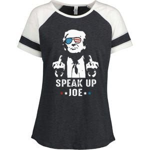 Speak Up Joe Funny Presidential Debate 2024 Enza Ladies Jersey Colorblock Tee