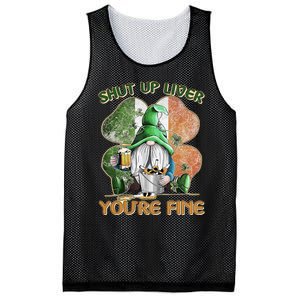 Shut Up Liver You're Fine Gnome Saint Patrick's Day Lucky Clover Beer Lover Mesh Reversible Basketball Jersey Tank