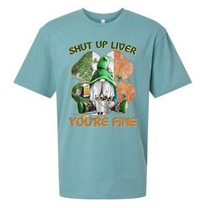 Shut Up Liver You're Fine Gnome Saint Patrick's Day Lucky Clover Beer Lover Sueded Cloud Jersey T-Shirt