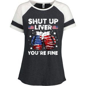 shut up liver youre fine 4th of july beer drinking drunk Tee Enza Ladies Jersey Colorblock Tee