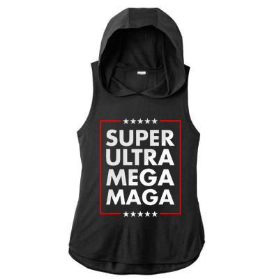 Super Ultra Mega Maga Trump Liberal Supporter Republican Ladies PosiCharge Tri-Blend Wicking Draft Hoodie Tank