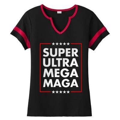 Super Ultra Mega Maga Trump Liberal Supporter Republican Ladies Halftime Notch Neck Tee