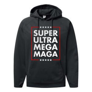 Super Ultra Mega Maga Trump Liberal Supporter Republican Performance Fleece Hoodie