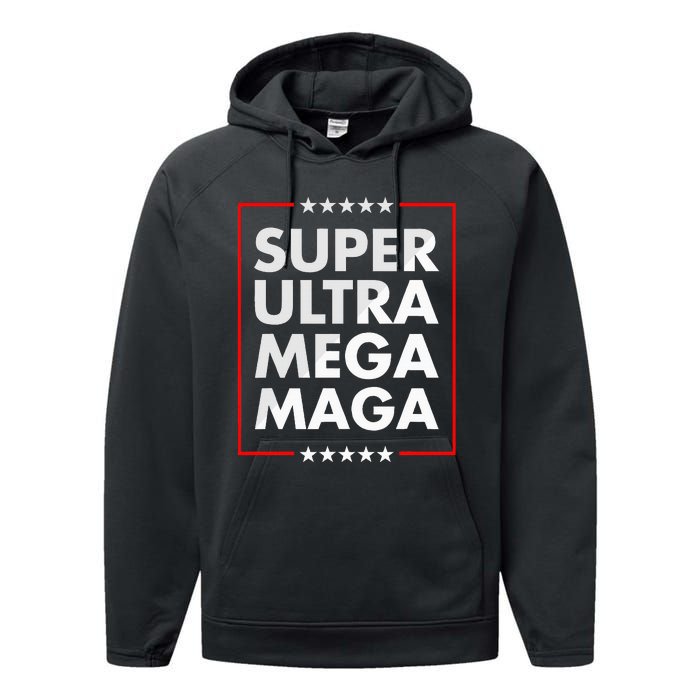 Super Ultra Mega Maga Trump Liberal Supporter Republican Performance Fleece Hoodie