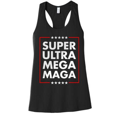 Super Ultra Mega Maga Trump Liberal Supporter Republican Women's Racerback Tank