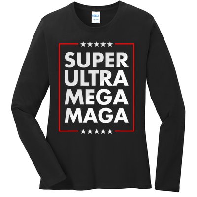 Super Ultra Mega Maga Trump Liberal Supporter Republican Ladies Long Sleeve Shirt