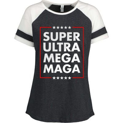 Super Ultra Mega Maga Trump Liberal Supporter Republican Enza Ladies Jersey Colorblock Tee