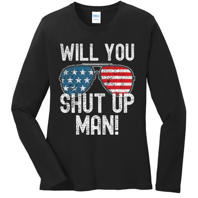 Shut Up Man! Joe Biden Ladies Long Sleeve Shirt