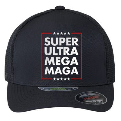 Super Ultra Mega Maga Trump Liberal Supporter Republican Flexfit Unipanel Trucker Cap
