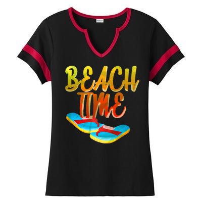 Summer Beach Time Ladies Halftime Notch Neck Tee