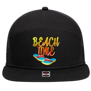 Summer Beach Time 7 Panel Mesh Trucker Snapback Hat