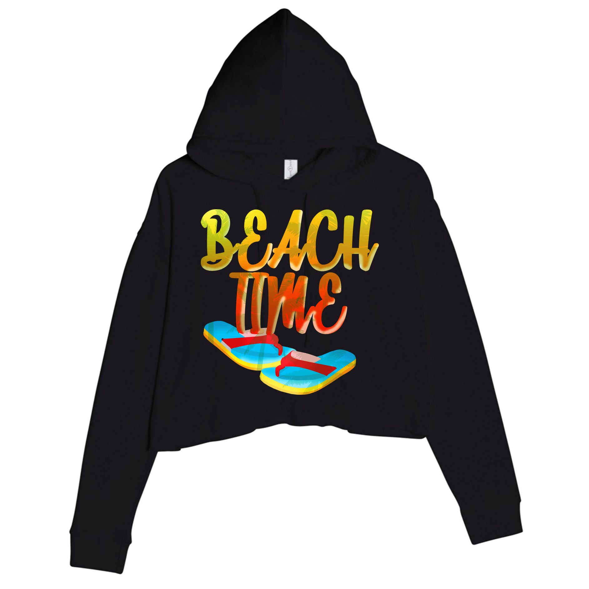 Summer Beach Time Crop Fleece Hoodie