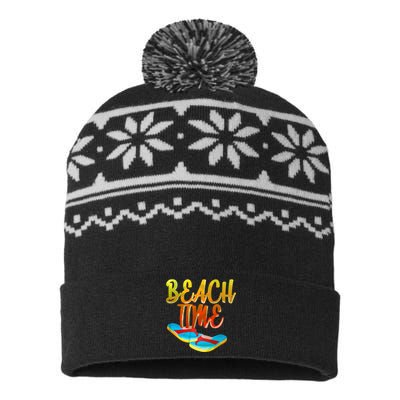 Summer Beach Time USA-Made Snowflake Beanie