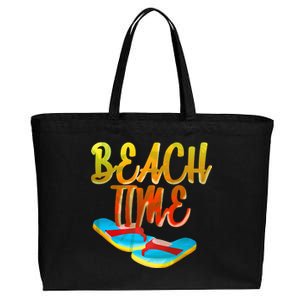 Summer Beach Time Cotton Canvas Jumbo Tote