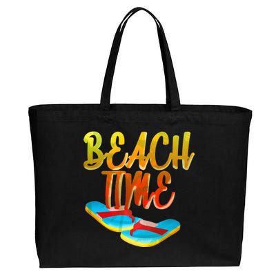 Summer Beach Time Cotton Canvas Jumbo Tote