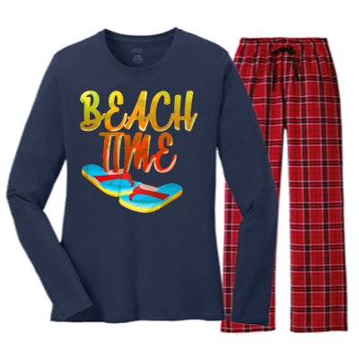 Summer Beach Time Women's Long Sleeve Flannel Pajama Set 