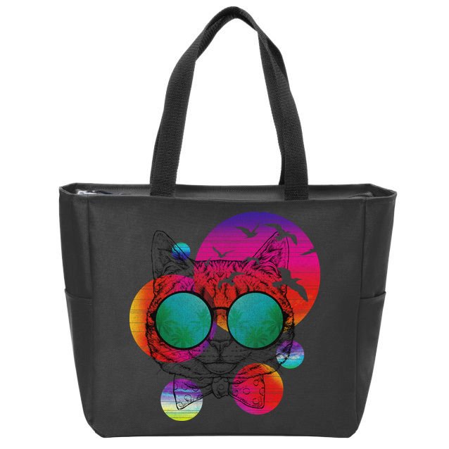 Summer Cat Zip Tote Bag