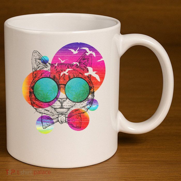 Summer Cat 11oz C Handle Ceramic Mug