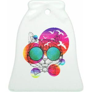 Summer Cat Ceramic Bell Ornament