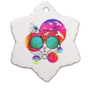 Summer Cat Ceramic Star Ornament