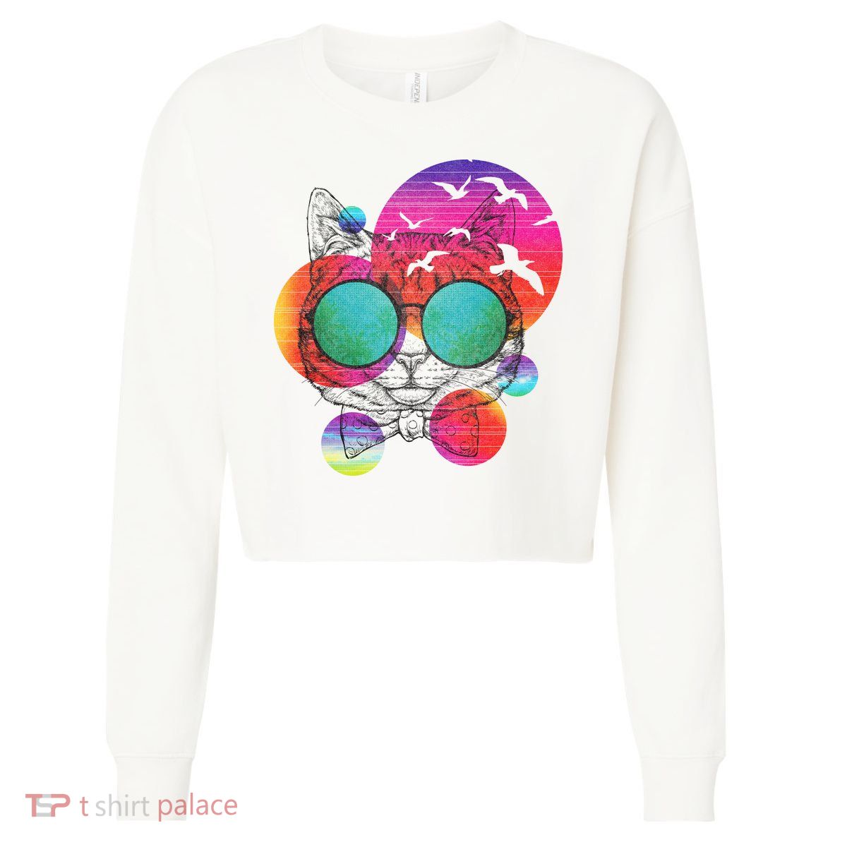 Summer Cat Cropped Pullover Crew