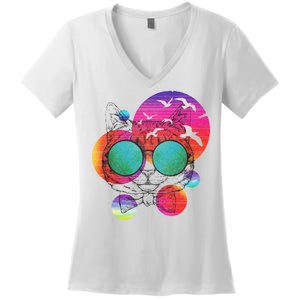 Summer Cat Women's V-Neck T-Shirt