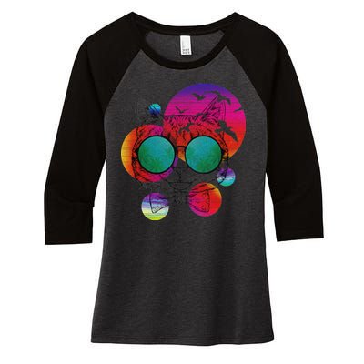 Summer Cat Women's Tri-Blend 3/4-Sleeve Raglan Shirt