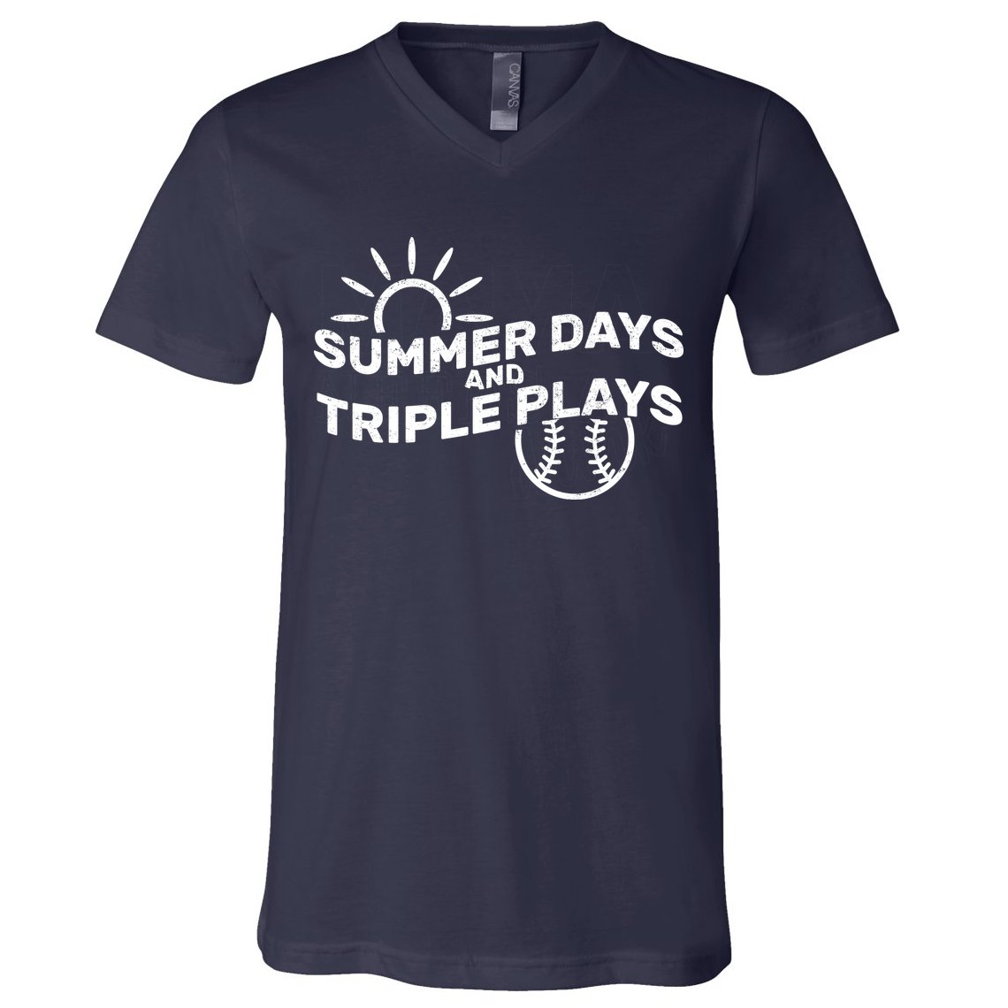 Summer Days And Triple Plays V-Neck T-Shirt