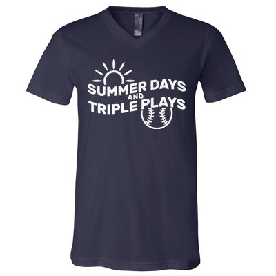 Summer Days And Triple Plays V-Neck T-Shirt