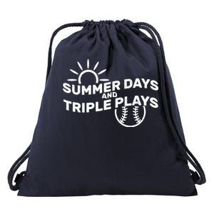 Summer Days And Triple Plays Drawstring Bag