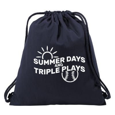 Summer Days And Triple Plays Drawstring Bag