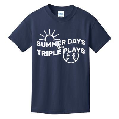 Summer Days And Triple Plays Kids T-Shirt