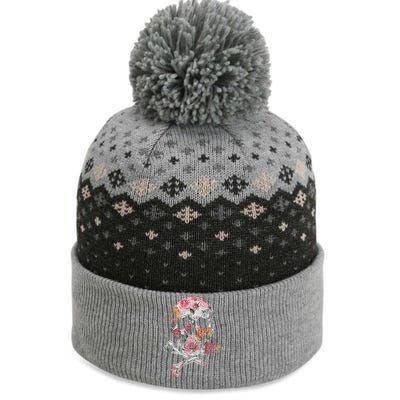 Summer Flower Skull The Baniff Cuffed Pom Beanie