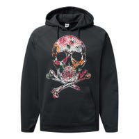 Summer Flower Skull Performance Fleece Hoodie